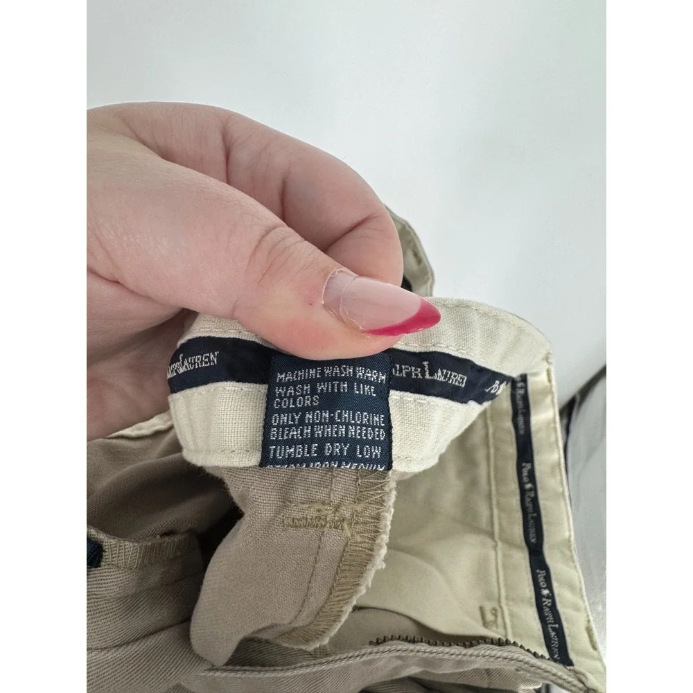 Polo Ralph Lauren Andrew Pants Mens Size 36x32 Khaki Vintage Baggy Pleated Chino
